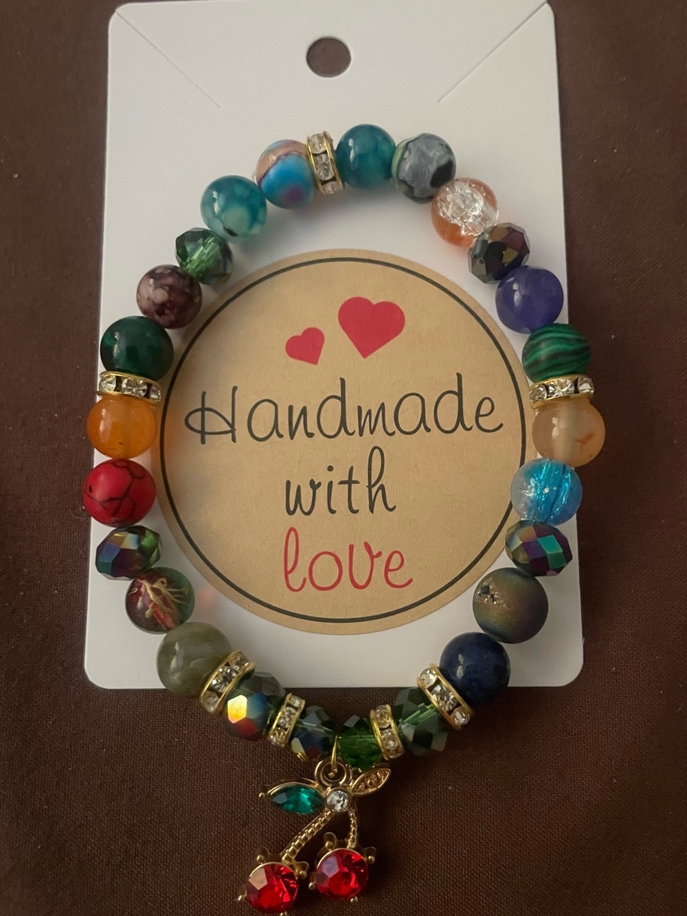 H5 - 2/$7 - Handmade Fashion Multicolor Beaded Bracelet with Cherry Charm